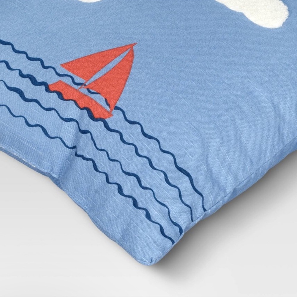 Square Throw Pillow Sailboat On Water with Clouds Blue - Room Essentials - Picture 3 of 3